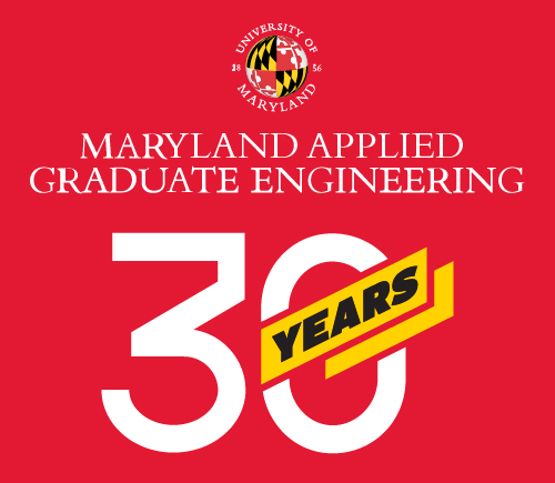 Maryland Applied Graduate Engineering logo and 30th year mark